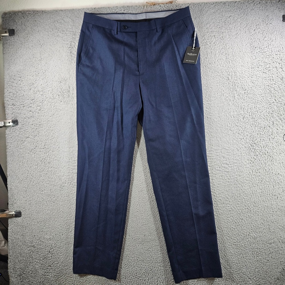 Van Heusen Mens Navy Blue Micro Pattern Dress‎ Pants 34x32 NEW NWT